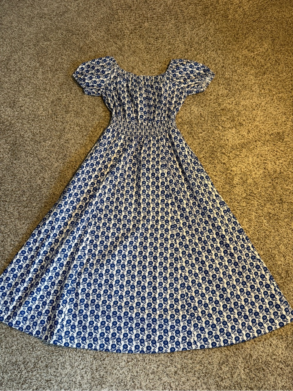 Boden Amber Cotton Midi Dress Blue Floral Smocked - 4P - Picture 2 of 7